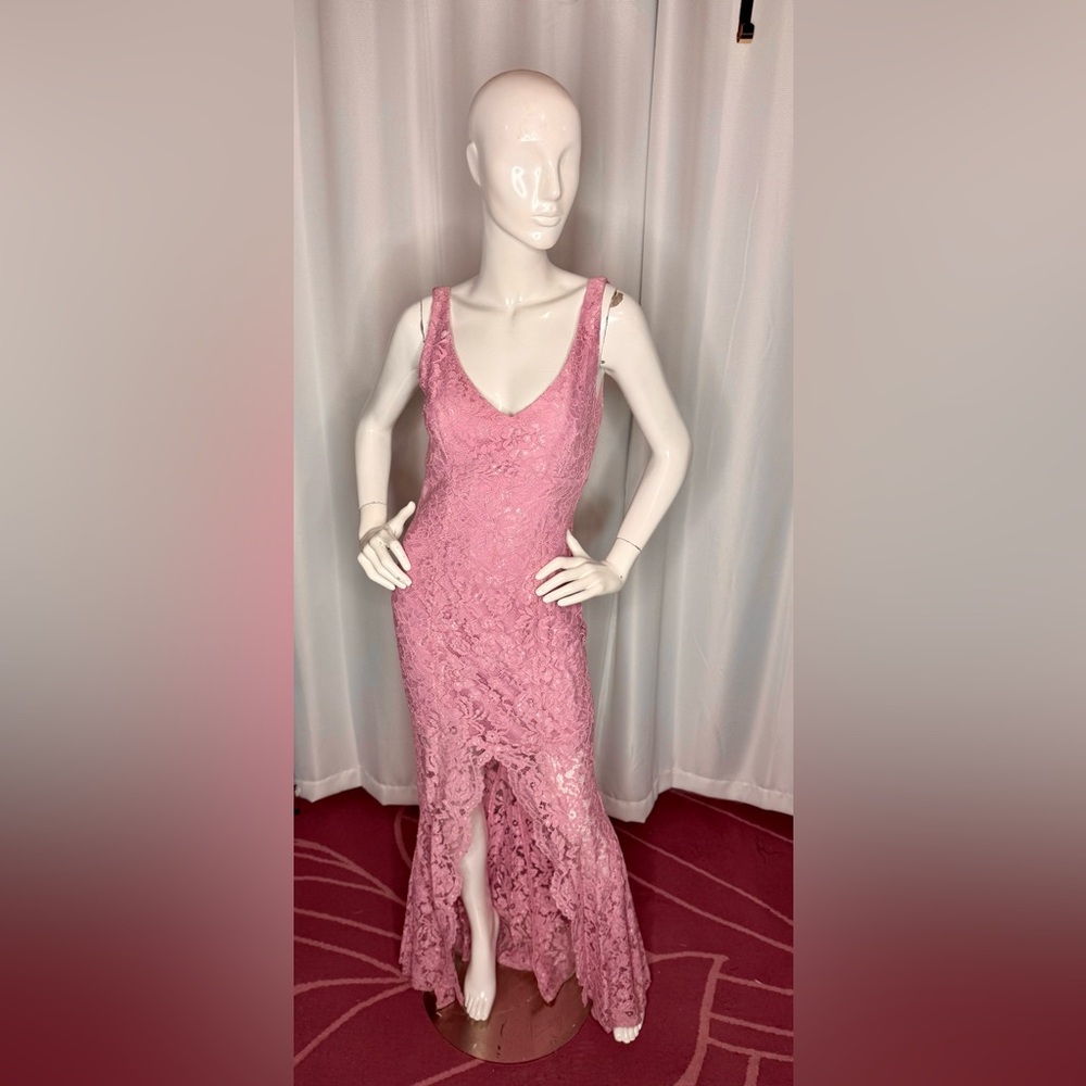 Le Chateau Pink Lace Maxi Dress